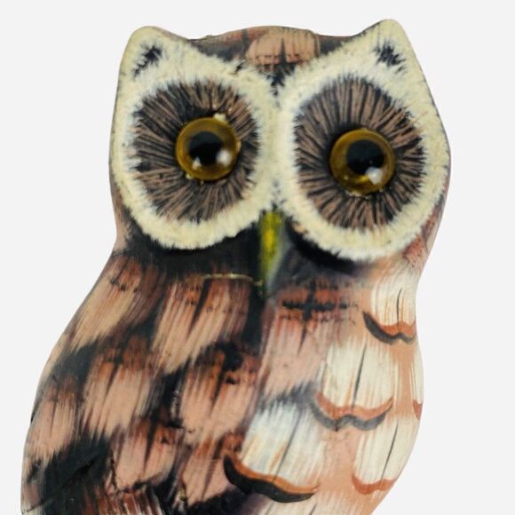 Vintage 1960s Hand Carved Wood Owl Spring Feet Mid Century Primitive Steampunk - Picture 8 of 12